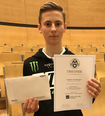 Foto Mathe-Olympiade Lennart Kornberger erreicht einen beachtlichen 3. Platz beim Landesentscheid