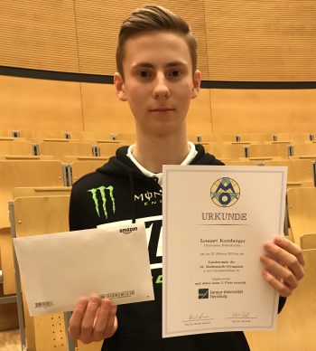 Foto Mathe-Olympiade Lennart Kornberger erreicht einen beachtlichen 3. Platz beim Landesentscheid